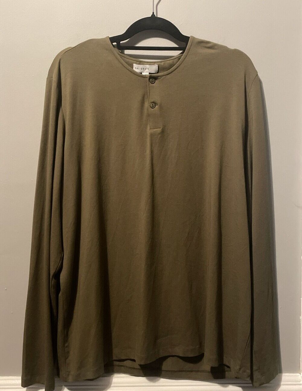 Calibrate Olive Long Sleeve Shirt L Men Minimal Capsule Wardrobe Essential